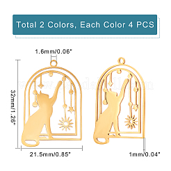 8Pcs 2 Colors 201 Stainless Steel Pendants&nbsp;STAS-DC0005-12