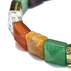 Natural Gemstone Rectangle Beaded Stretch Bracelet for Women&nbsp;BJEW-E379-06A