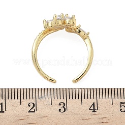 Brass Micro Pave Cubic Zirconia Cuff Rings for Women&nbsp;RJEW-H256-05G