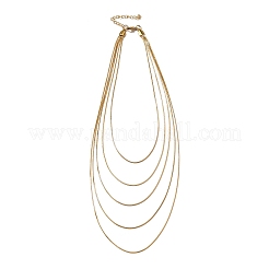 304 Stainless Steel Round Snake Chain Multi Layered Necklaces for Women&nbsp;NJEW-U025-01G-01