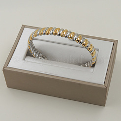 Two Tone 304 Stainless Steel Cuff Bangles for Women&nbsp;WG684E5-01