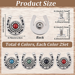 8Pcs 4 Styles Alloy & Natural African Turquoise(Jasper) & Natural Carnelian & Natural Black Stone & Dyed Natural Blue Agate Decorative Rivets&nbsp;HJEW-CP00084