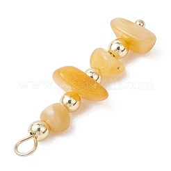Natural Amber Chip with Round Electroplate Synthetic Non-magnetic Hematite Pendants&nbsp;PALLOY-JF05007
