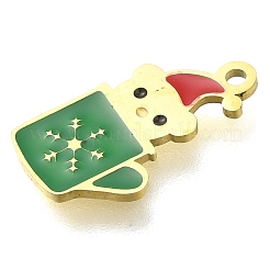 Christmas Themed Ion Plating(IP) 304 Stainless Steel Enamel Charms&nbsp;STAS-B075-36G-04