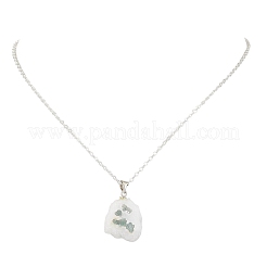 Natural Sunflower Druzy Agate Slice Nuggets Pendant Brass Cable Chain Necklaces for Women&nbsp;NJEW-JN06066
