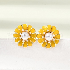 Brass Enamel Stud Earrings&nbsp;KK-CBA8324-27G-02