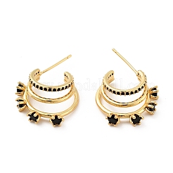 Cubic Zirconia C-Shaped Stud Earrings&nbsp;EJEW-G297-25G