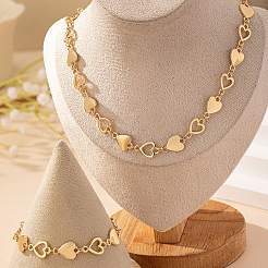 Zinc Alloy Heart Link Chain Necklaces & Bracelets Sets&nbsp;FS-WGBB3CC-01