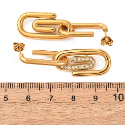 304 Stainless Steel Paper Clip Dangle Stud Earrings&nbsp;EJEW-S279-03G