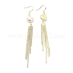 Resin Imitation Pearl with Crystal Rhinestone Dangle Earrings&nbsp;EJEW-C037-03LG