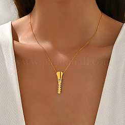 Stainless Steel Pave Clear Cubic Zircon Zipper Pendant Necklaces for Daily Wear and Parties&nbsp;EF0901