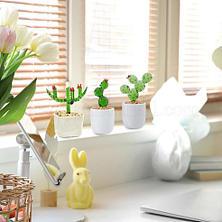 3Pcs 3 Styles Lampwork Cactus Display Decoration&nbsp;DJEW-DC0001-16B