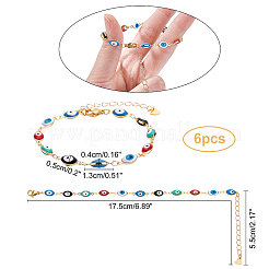 Brass Enamel Evil Eye Link Bracelets&nbsp;BJEW-NB0001-03
