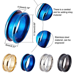 8Pcs 4 Colors 316L Stainless Steel Grooved Finger Ring Settings&nbsp;FIND-DC0001-04