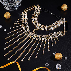 Alloy Rhinestone Chain Tassel Face Eye Mask for Women&nbsp;AJEW-WH0258-810G