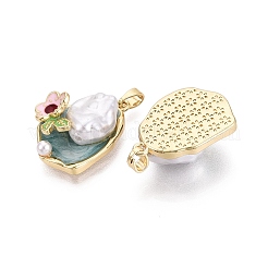 Brass Enamel Pendants&nbsp;KK-SZC0009-09G-04