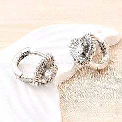 Heart Brass Micro Pave Clear Cubic Zirconia Hoop Earrings&nbsp;EJEW-Z121-05P