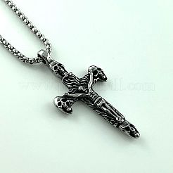 Fashionable 304 Stainless Steel Gothic Skull Cross Pendant Necklaces for Men&nbsp;KE0152