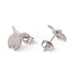 Non-Tarnish 201 Stainless Steel Stud Earring Findings with Hole&nbsp;EJEW-A071-11B-P