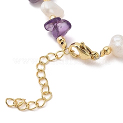 Natural Amethyst Chip Beaded Bracelets for Women&nbsp;BJEW-F478-02D