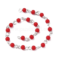 Handmade Frosted Glass Beaded Chains&nbsp;AJEW-JB00841-01