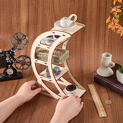 4-Tier Moon Wood Display Stands for Gemstone Ornaments&nbsp;ODIS-WH20043-292