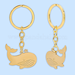 6Pcs Whale Stainless Steel Pendants Keychain&nbsp;KEYC-BBC0001-12A