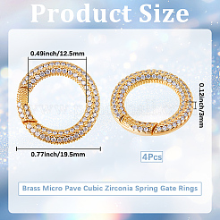4Pcs Brass Micro Pave Cubic Zirconia Spring Gate Rings&nbsp;KK-SC0007-73