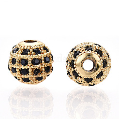 Rack Plating Brass Cubic Zirconia Beads&nbsp;ZIRC-S001-8mm-B-M