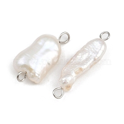 Natural Freshwater Pearl Keshi Pearl Nuggets Connector Charms&nbsp;STAS-D378-09P