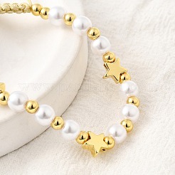 ABS Imitation Pearl Beads Braided Bead Bracelets for Women&nbsp;BJEW-D317-09A-G