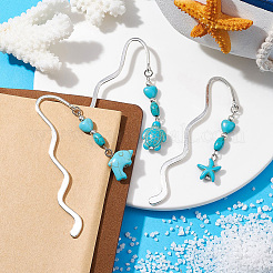6Pcs 6 Styles Zinc Alloy Wavy Bookmarks&nbsp;AJEW-CP0009-16