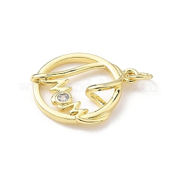 Brass Pave Clear Cubic Zirconia Pendants&nbsp;KK-B141-06G