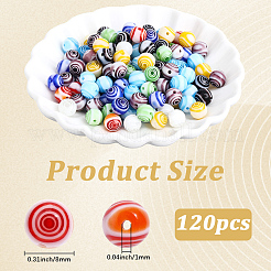 120pcs Handmade Millefiori Glass Round Beads&nbsp;LK-PA0001-05