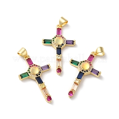 Rack Plating Brass Cubic Zirconia Pendants&nbsp;KK-D074-10G