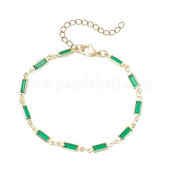 Brass Glass Rectangle Link Chains Bracelets for Women&nbsp;BJEW-JB12531