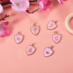 6Pcs 6 Styles Real 18K Gold Plated Brass Micro Pave Clear Cubic Zirconia Enamel Pendants&nbsp;ZIRC-SZ0001-36A
