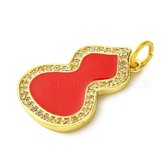 Rack Plating Brass Micro Pave Clear Cubic Zirconia Pendants&nbsp;KK-G501-14G