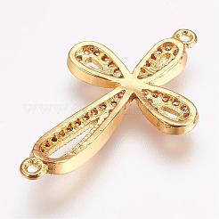 Brass Micro Pave Cubic Zirconia Links&nbsp;ZIRC-G087-06G