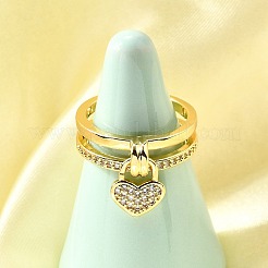 Brass Micro Pave Cubic Zirconia Cuff Rings for Women&nbsp;RJEW-F184-14G