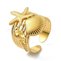 304 Stainless Steel Open Cuff Rings for Women&nbsp;RJEW-K293-06G