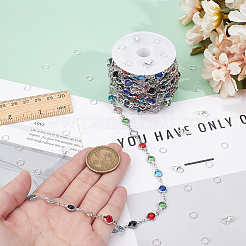 1Roll Handmade Glass Flat Round Link Chains&nbsp;CHC-BBC0001-14