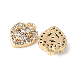 Brass Micro Pave Clear Cubic Zirconia Heart Pendants&nbsp;KK-A253-02G
