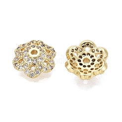 Brass Micro Pave Clear Cubic Zirconia Bead Caps&nbsp;KK-Q071-16G-02