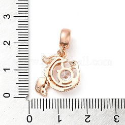 Rack Plating Brass Pave Clear Cubic Zirconia European Dangle Charms&nbsp;KK-K349-18