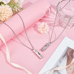 2Pcs 2 Styles Anti-Tarnish Stainless Steel Mini Hollow Column Perfume Bottle Necklaces&nbsp;NJEW-DR0001-02A