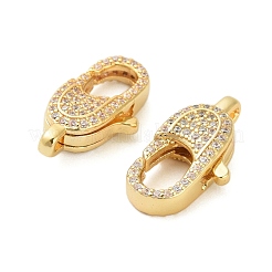 Oval Brass Micro Pave Clear Cubic Zirconia Lobster Claw Clasps&nbsp;KK-I354-01G-03