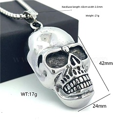 Punk Retro 304 Stainless Steel Skull Pendant Necklaces for Women Men&nbsp;SH9006