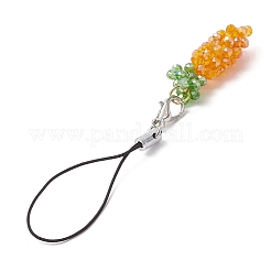 Carrot Glass Seed Beaded Mobile Straps&nbsp;HJEW-MZ00224