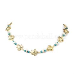 Ocean Dyed Synthetic Turquoise Beads & 304 Stainless Steel Link Chain Necklaces&nbsp;GG-NJEW-JN06337-02
